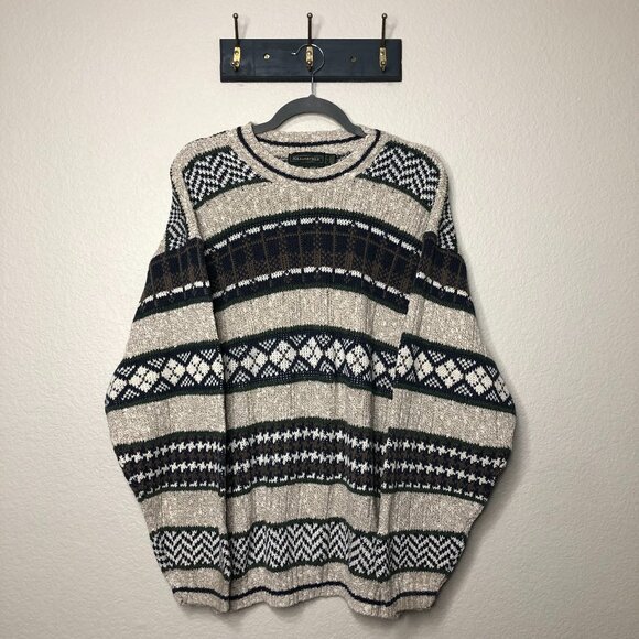 Hill & Archer Vintage Grandpa Sweater Men's S 100% Cotton Knit Holiday Oversized - Picture 1 of 12